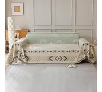 VanderHOME Copridivano, Copridivano multifunzionale per tutte le stagioni, Coperta per divano in Ciniglia con Frangia Delicata 180 * 230cm-Geometria verde