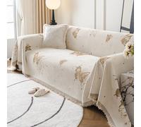 VanderHOME Copridivano copridivano, tessuto copridivano, quattro stagioni, copriletto multiuso per divano, plaid divano, decorativo, elegante stampa a farfalla, 180 x 300 cm, curry scuro