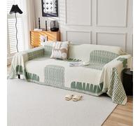 VanderHOME Copridivano, Copridivano Universale Quattro Stagioni, Copritutto per Divano Arredamento per La Casa, Coperta per divano in Ciniglia con Frangia Delicata 180 * 200cm-Verde