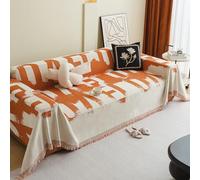 VanderHOME Copridivano di Alta Qualità, Coperta per Divano Morbida e Accogliente, Plaid Per Divano Con Nappe Delicate, tessuto per tutte le stagioni, Foulard Copridivano 180 * 230cm-Arancione