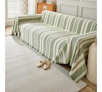 VanderHOME Copridivano elasticizzato a 2 3 4 posti, Coperta per divano resistente alle macchie, Coperta per divano per tutte le stagioni con frangia delicata 180 * 260cm-Verde