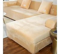 VanderHOME Copridivano Elasticizzato, Copridivano Universale con Penisola per Divani in Poliestere a Forma di L, Copri Divano, Lavabile (2 Posti, Beige)