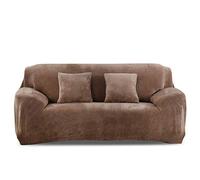 VanderHOME Copridivano Elasticizzato Fodere per Divano in Velluto Copridivano Spesso 3 posti Copridivani Elastico Antiscivolo Copertura per Poltrona 3 posti caffè Leggero