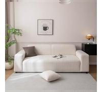 VanderHOME Copridivano Elasticizzato, Motivo Spiga Solido Telo Copridivano, Morbido e Traspirante, Jacquard in Poliestere Antiscivolo, Protezione per Cani e Animali Domestici (2 Seduta, Beige)