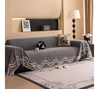VanderHOME Copridivano in Ciniglia Con Nappe, Telo Copridivano Grande, Datto Agli Animali Domestici e Delicato Sulla Pelle, Per Divani a 1/2/3/4 Posti 180 * 340cm-Grigio