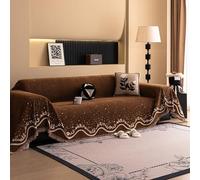 VanderHOME Copridivano in Ciniglia Con Nappe, Telo Copridivano Grande, Datto Agli Animali Domestici e Delicato Sulla Pelle, Per Divani a 1/2/3/4 Posti 180 * 230cm-Marrone