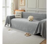 VanderHOME Copridivano in Ciniglia,Copri Divano 3 Posti,Telo Copridivano Universale，Copridivano Multifunzionale, Utilizzabile Come Coperta da Divano, Lenzuolo 230 * 230cm-Grigio scuro