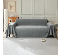 VanderHOME Copridivano in Ciniglia,Copri Divano 3 Posti,Telo Copridivano Universale，Copridivano Multifunzionale, Utilizzabile Come Coperta da Divano, Lenzuolo 230 * 300cm-Grigio scuro