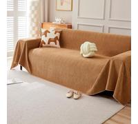 VanderHOME Copridivano in Ciniglia,Copri Divano 3 Posti,Telo Copridivano Universale，Copridivano Multifunzionale, Utilizzabile Come Coperta da Divano, Lenzuolo 230 * 260cm-Arancione