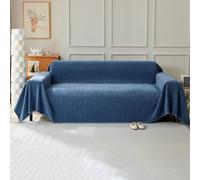 VanderHOME Copridivano in Ciniglia,Copri Divano 3 Posti,Telo Copridivano Universale，Copridivano Multifunzionale, Utilizzabile Come Coperta da Divano, Lenzuolo 230 * 340cm-Blu