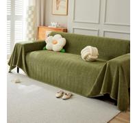 VanderHOME Copridivano in Ciniglia,Copri Divano 3 Posti,Telo Copridivano Universale，Copridivano Multifunzionale, Utilizzabile Come Coperta da Divano, Lenzuolo 230 * 300cm-Verde Matcha