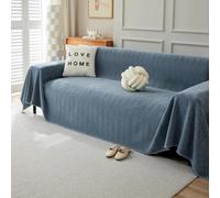 VanderHOME Copridivano in Ciniglia,Copri Divano 3 Posti,Telo Copridivano Universale，Copridivano Multifunzionale, Utilizzabile Come Coperta da Divano, Lenzuolo 230 * 260cm-Blu