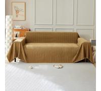 VanderHOME Copridivano in Ciniglia,Copri Divano 3 Posti,Telo Copridivano Universale，Copridivano Multifunzionale, Utilizzabile Come Coperta da Divano, Lenzuolo 230 * 340cm-Cachi