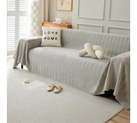 VanderHOME Copridivano in Ciniglia,Copri Divano 3 Posti,Telo Copridivano Universale，Copridivano Multifunzionale, Utilizzabile Come Coperta da Divano, Lenzuolo 230 * 340cm-Grigio chiaro