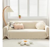 VanderHOME Copridivano in Ciniglia Di Alta Qualità, Coperta per Divano Calda, Super Morbida e Confortevole, Coperta Multifunzionale per Quattro Stagioni 180 * 340cm Bianco sporco