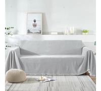 VanderHOME Copridivano in Ciniglia Di Alta Qualità, Coperta per Divano Calda, Super Morbida e Confortevole, Coperta Multifunzionale per Quattro Stagioni 180 * 420cm Grigio chiaro