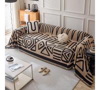 VanderHOME Copridivano in ciniglia, Foulard divano,Coperta Decorativa Multifunzionale, Teli Copridivano, Adatta per divano, Letto, Poltrona, per tutte le stagioni con frangia 180 * 380cm-Curry scuro