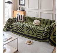 VanderHOME Copridivano in ciniglia, Foulard divano,Coperta Decorativa Multifunzionale, Teli Copridivano, Adatta per divano, Letto, Poltrona, per tutte le stagioni con frangia 180 * 300cm-Verde scuro
