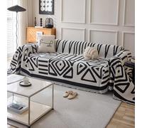 VanderHOME Copridivano in ciniglia, Foulard divano,Coperta Decorativa Multifunzionale, Teli Copridivano, Adatta per divano, Letto, Poltrona, per tutte le stagioni con frangia 180 * 380cm-Beige