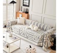 VanderHOME Copridivano in ciniglia, Foulard divano,Coperta Decorativa Multifunzionale, Teli Copridivano, Adatta per divano, Letto, Poltrona, per tutte le stagioni con frangia 180 * 150cm-Grigio