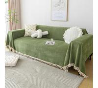 VanderHOME Copridivano in Colori Puri - Telo Divano Antimacchia, Foulard Copridivano Morbida Con Nappe Decorative, Traspirante e Leggera Per Divano, Letto e Viaggio 230 * 230cm-Verde Matcha