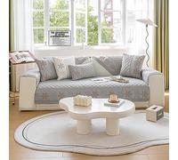 VanderHOME Copridivano In Cotone Lavato Al 100% Per 1/2/3/4 Posti, Antiscivolo E Delicato Sulla Pelle, Con Bellissimi Motivi 45x45cm - Grigio, Copricuscino Incluso (2pz)
