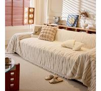 VanderHOME Copridivano in Velluto Di Ciniglia, Coperta per Divano caldo e morbido per l'autunno e l'inverno, Plaid Per Divano Con Nappe Delicate, Grand Foulard Per Divano 180 * 230cm-Beige