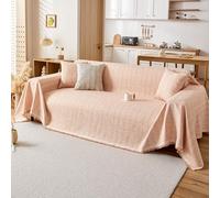 VanderHOME Copridivano Lavabile Coperta Tinta Unita per Divano in Tessuto Simil-Lino - Reversibile, Multiuso, Traspirante e Resistente per Tutte le Stagioni 180 * 400cm-Arancione