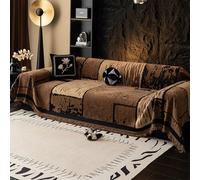 VanderHOME Copridivano Multifunzionale in Ciniglia, Coperta Decorativa per Divano in Stile Classico Cinese, Plaid per Divano,Trapunta Multiuso: Copriletto, Telo Copridivano 180 * 340cm-Curry