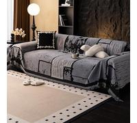 VanderHOME Copridivano Multifunzionale in Ciniglia, Coperta Decorativa per Divano in Stile Classico Cinese, Plaid per Divano,Trapunta Multiuso: Copriletto, Telo Copridivano 180 * 460cm-Grigio