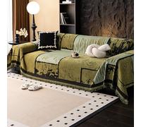 VanderHOME Copridivano Multifunzionale in Ciniglia, Coperta Decorativa per Divano in Stile Classico Cinese, Plaid per Divano,Trapunta Multiuso: Copriletto, Telo Copridivano 180 * 380cm-Verde