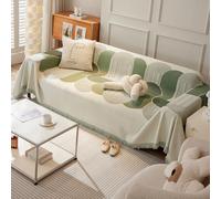 VanderHOME Copridivano multifunzionale per quattro stagioni,Popolare Geometric Pattern Coperta decorativa per divano Con Nappe Adatti Per Divano/Letto/Da Esterno 180 * 340cm-Verde