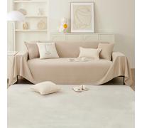 VanderHOME Copridivano per Antiscivolo Salvadivano Copridivani elasticizzati Decorativo Universale Tutte le stagioni Tessuta Divano Protector Slipcovers per Divano 180 * 340cm-Tè latte