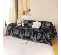 VanderHOME Copridivano Reversibile in Ciniglia, Copridivano 3 Posti, Telo Copridivano Morbida e Accogliente, Copridivano Antigraffio Gatto,Copriletto Leggero Multiuso 180 * 300cm-sfondo nero