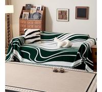 VanderHOME Copridivano Super Morbida, Telo Divano Universale Quattro Stagioni, Copriletto Decorativo Con Motivo Romantico a Onde, Regalo Perfetto e Caldo 180 * 180cm-Verde scuro
