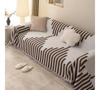 VanderHOME Copridivano Super Soffice, Copridivano 3 posti, Plaid divano Decorativa a Motivo Artistico con Frangia per Divano/Letto/Esterno 180 * 200cm-Curry