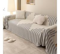VanderHOME Copridivano Super Soffice, Copridivano 3 posti, Plaid divano Decorativa a Motivo Artistico con Frangia per Divano/Letto/Esterno 180 * 260cm-Grigio chiaro