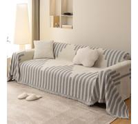 VanderHOME Copridivano Super Soffice, Copridivano 3 posti, Plaid divano Decorativa a Motivo Artistico con Frangia per Divano/Letto/Esterno 180 * 260cm-Grigio chiaro
