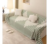 VanderHOME Copridivano Super Soffice, Copridivano 3 posti, Plaid divano Decorativa a Motivo Artistico con Frangia per Divano/Letto/Esterno 180 * 460cm-Verde