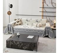 VanderHOME Copridivano Super Soffice, Plaid divano Decorativa a Motivi Moderni in Ciniglia con Frangia per Divano/Letto/Esterno, Copriletto Multiuso Divano 180 * 130cm-Grigio chiaro