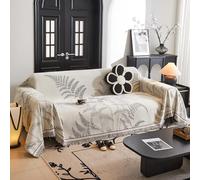 VanderHOME Copridivano Super Soffice, Plaid divano Decorativa a Motivi Moderni in Ciniglia con Frangia per Divano/Letto/Esterno, Copriletto Multiuso Divano 180 * 230cm-Curry