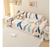 VanderHOME Copridivano Super Soffice, Telo Copridivano 3 Posti, Plaid divano Decorativa a Motivo Artistico con Frangia per Divano/Letto/Esterno 180 * 420cm-Arcobaleno