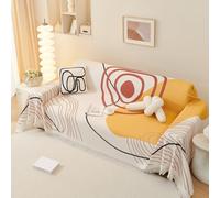 VanderHOME Copridivano Super Soffice, Telo Copridivano 3 Posti, Plaid divano Decorativa a Motivo Artistico con Frangia per Divano/Letto/Esterno 180 * 150cm-Alba