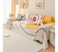 VanderHOME Copridivano Super Soffice, Telo Copridivano 3 Posti, Plaid divano Decorativa a Motivo Artistico con Frangia per Divano/Letto/Esterno 180 * 300cm-Alba
