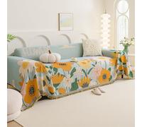 VanderHOME Copridivano Traspirante, Copridivano Estivo, Coperta da Divano Morbida e Accogliente, Copriletto Leggero Multiuso 180 * 130cm-Fiori con Parole