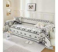 VanderHOME Copridivano Traspirante e Resistente, Stile Bohémien -Telo Copridivano 3 Posti, Copriletto, Poltrone, Design Reversibile 180 * 230cm-Nero
