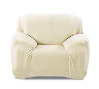 VanderHOME Copripoltrona Elastico copridivano Spessi Fodera Poltrona in Velluto Copri Poltrona Singola Elasticizzati Antiscivolo Copertura per Poltrona Divanetto Lavabile 1 posti Bianco Crema