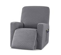 VanderHOME Copripoltrona Relax Fodera per Poltrona,reclinabile Elasticizzato fodera per poltrona elasticizzata Copertura per Poltrona Reclinabile Elasticizzato con Tasche grigio
