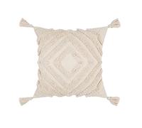 VanderHOME Moderna Beige Fodera per Cuscino Federa per cuscini Boho con Nappine e Ciuffi Fodera per Cuscino Soggiorno Morbido per Decorativi Letto Divano e Salotto 45x45 cm Diamante