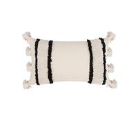 VanderHOME Moderna Beige Fodera per Cuscino Federa per cuscini Boho con Nappine e Ciuffi Fodera per Cuscino Soggiorno Morbido per Decorativi Letto Divano e Salotto 30x50cm Strisce